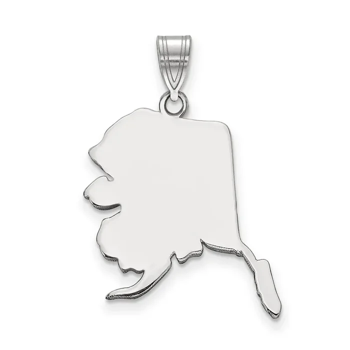 Alaska State Pendant Charm 14k White Gold Engravable XNA707W-AK