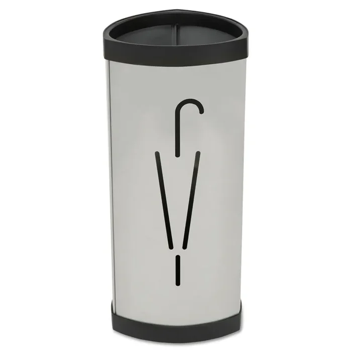 Alba™ Triangular Umbrella Stand, Steel, 10.25w x 10.25d x 23.67h, Silver/Black