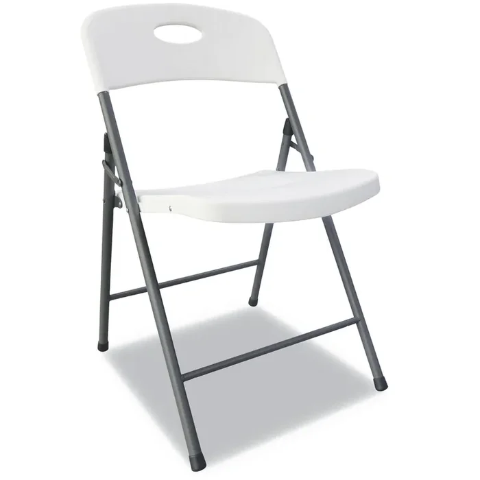 Alera® Molded Resin Folding Chair, Supports Up to 225 lb, 18.19″ Seat Height, White Seat, White Back, Dark Gray Base, 4/Carton