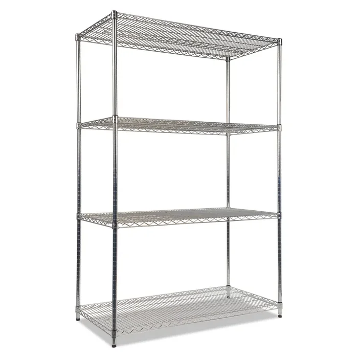 Alera® NSF Certified Industrial Four-Shelf Wire Shelving Kit, 48w x 24d x 72h, Silver