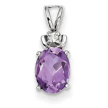 Amethyst Diamond pendant 14k white Gold 8x6mm Oval XP1658AM/VS