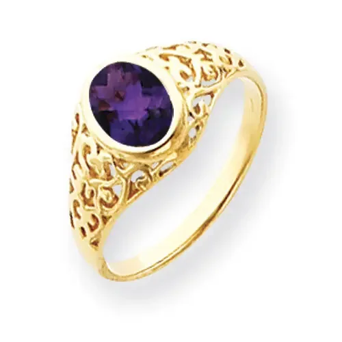 Amethyst Ring 14k Gold 7x5mm Oval Y4673AM