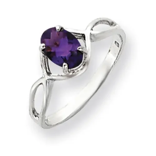 Amethyst Ring 14k white Gold 7x5mm Oval Y4645AM