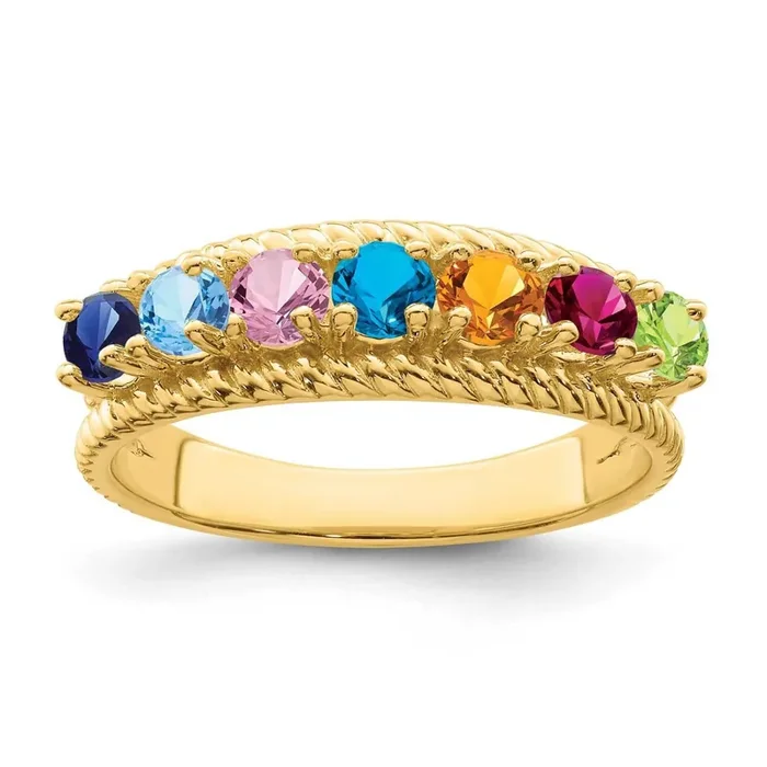 Antiqued 7-Stone Mothers Ring Mounting 14k Gold Polished XMR8/7-7