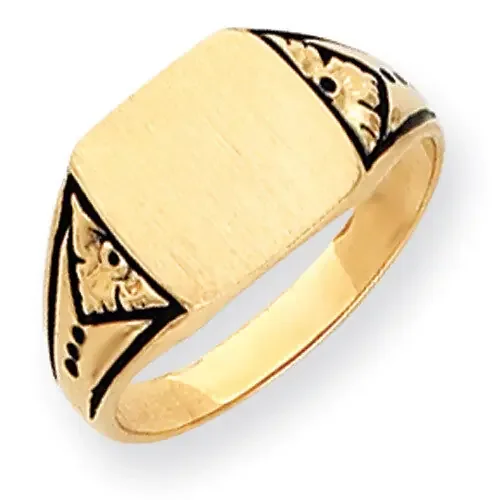 Antiqued Signet Ring 14k Gold Y4139
