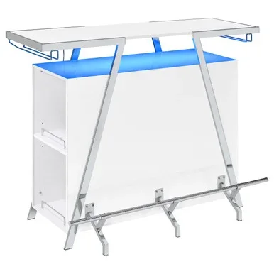 Araceli Freestanding LED Home Bar Cabinet White High Gloss / CS-182355