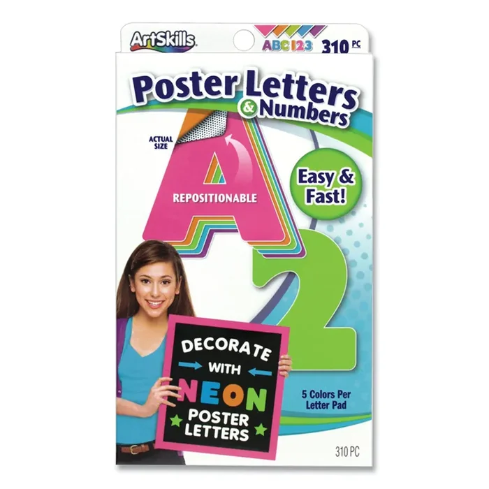 ArtSkills® Neon Color Poster Letters And Numbers, 310/pack