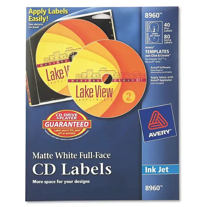 Avery® Inkjet Full-Face Cd Labels, Matte White, 40/pack