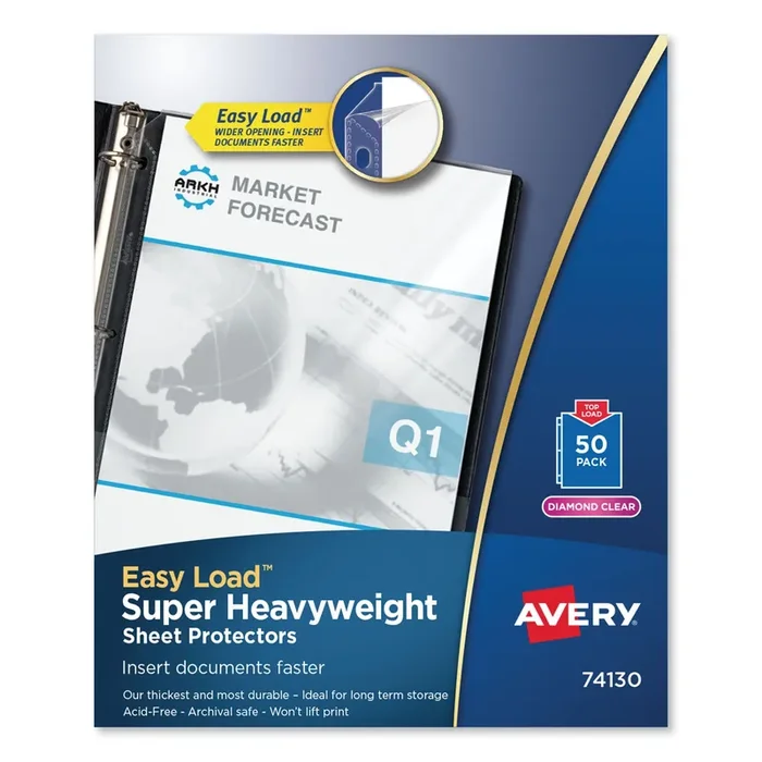 Avery® Top-Load Poly Sheet Protector, Super Heavy Gauge, Letter, Diamond Clear, 50/box
