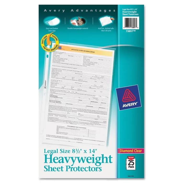 Avery® Top-Load Polypropylene Sheet Protector, Heavy, Legal, Diamond Clear, 25/pack