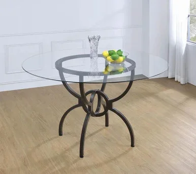 Aviano Round 48-inch Glass Top Metal Dining Table Gunmetal / CS-108291BG