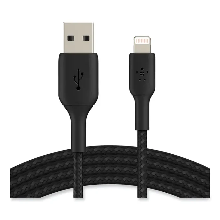 Belkin® BOOST CHARGE Braided Apple Lightning to USB-A ChargeSync Cable, 6.6 ft, Black