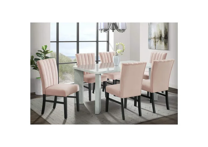 Bellini Side Chair In Pink Velvet 2 Per Pack