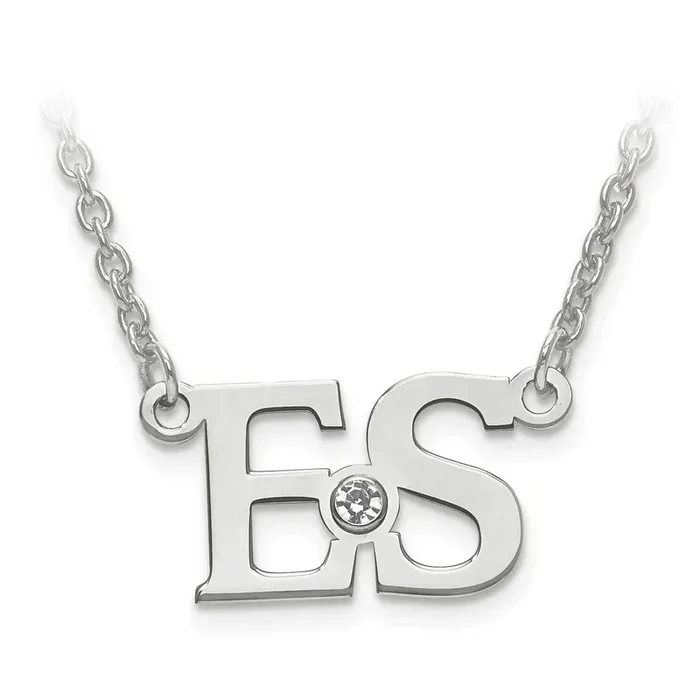 Birthstone Initial Pendant with Chain 14k White Gold Laser Polished XNA656W