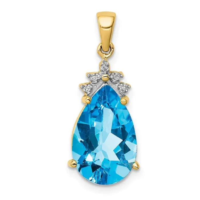 Blue Topaz & Diamond Pendant 14k Gold XP2823BT/A