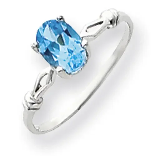 Blue Topaz Checker Ring 14k white Gold 7x5mm Oval Y4655BC