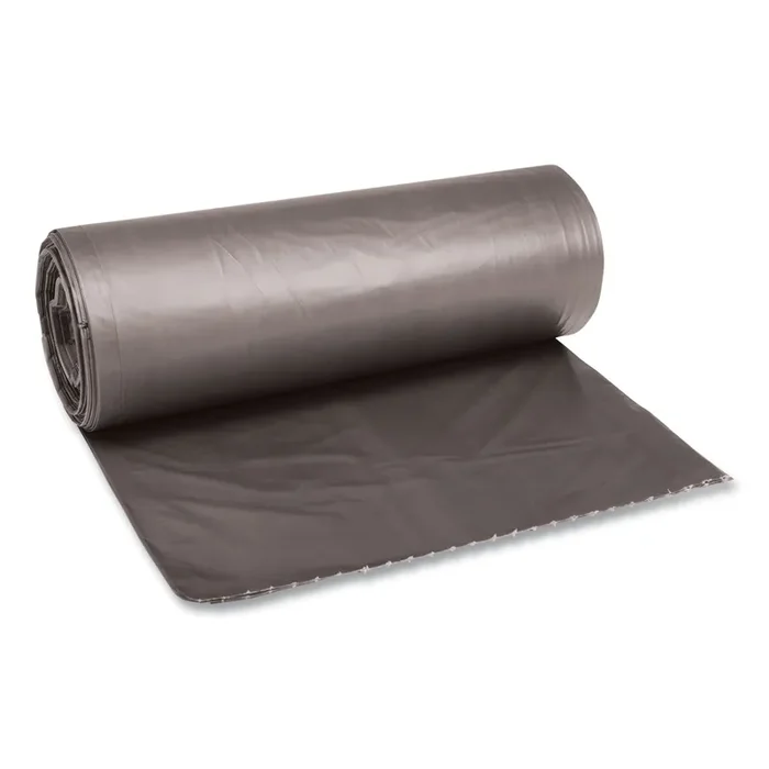 Boardwalk® Low-Density Waste Can Liners, 60 gal, 0.95 mil, 38″ x 58″, Gray, Perforated Roll, 25 Bags/Roll, 4 Rolls/Carton