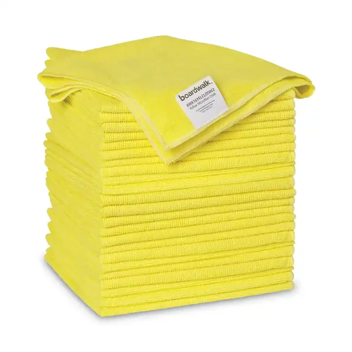 Boardwalk® Microfiber Cleaning Cloths, 16 X 16, Yellow, 24/pack