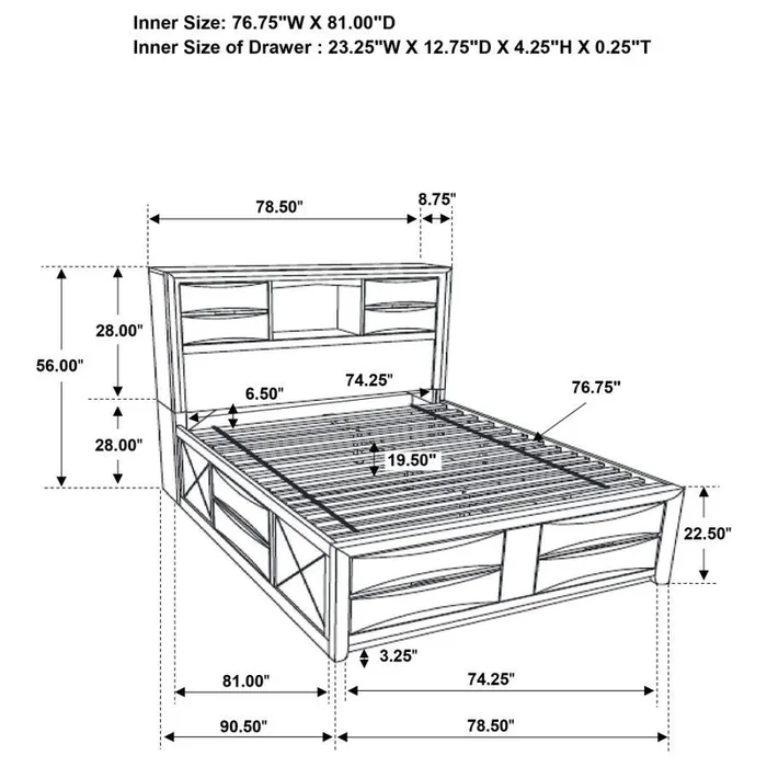 Briana – Wood Storage Bookcase Bed