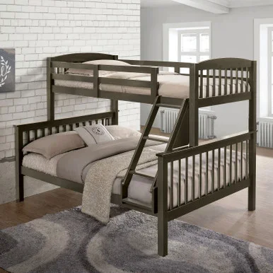 BROOKINGS Twin/Full Bunk Bed, Gray / NX-BK001GY-BED
