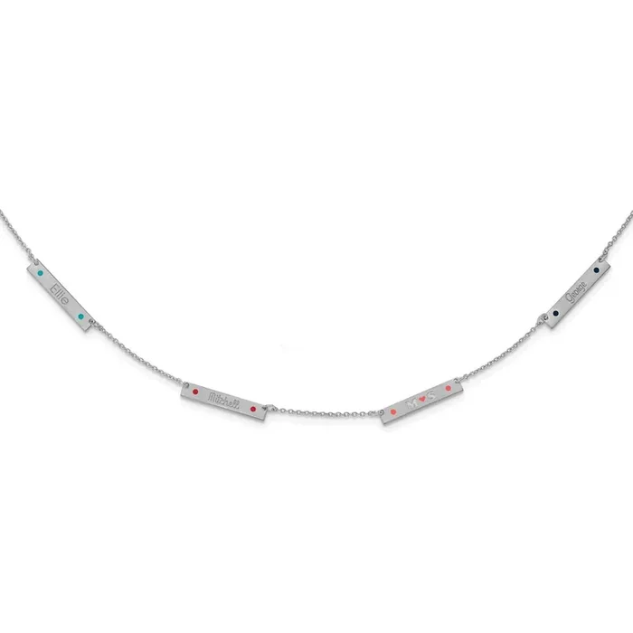 Brushed 4 Station with Epoxy Necklace Sterling Silver Rhodium-plated XNA1178/4SS