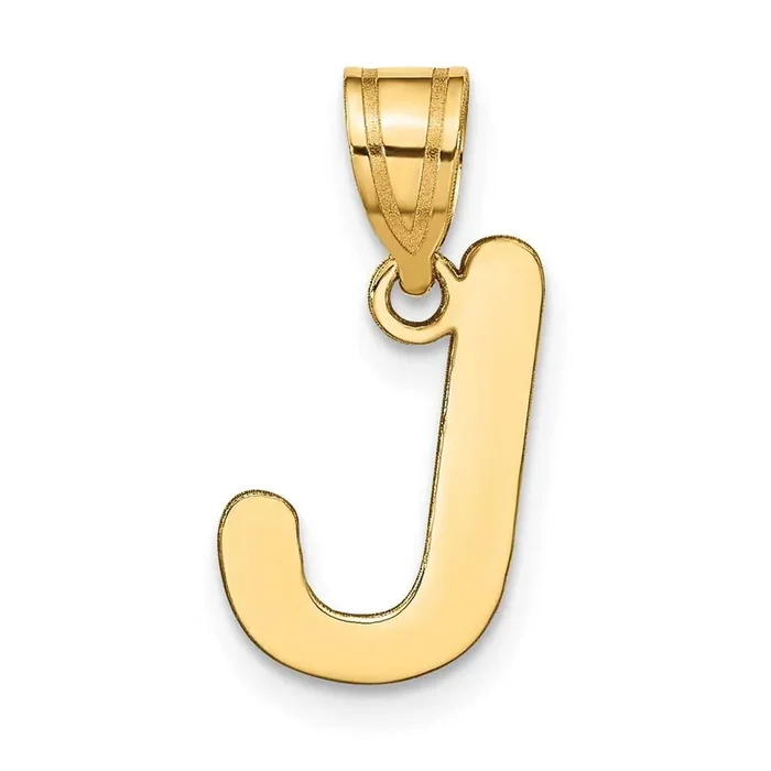 Bubble Letter J Initial Pendant 14k Gold Polished YC1441J