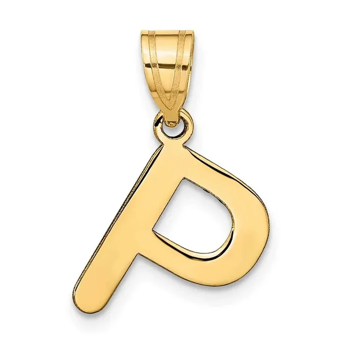 Bubble Letter P Initial Pendant 14k Gold Polished YC1441P