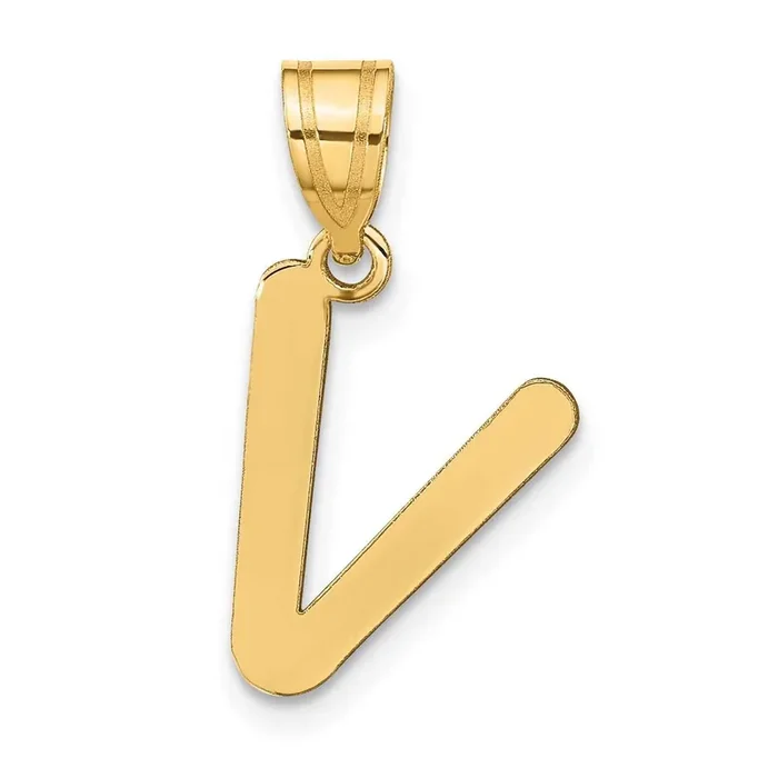 Bubble Letter V Initial Pendant 14k Gold Polished YC1441V