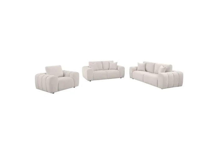 Burnett 3-piece Chenille Upholstered Sofa Set Ivory
