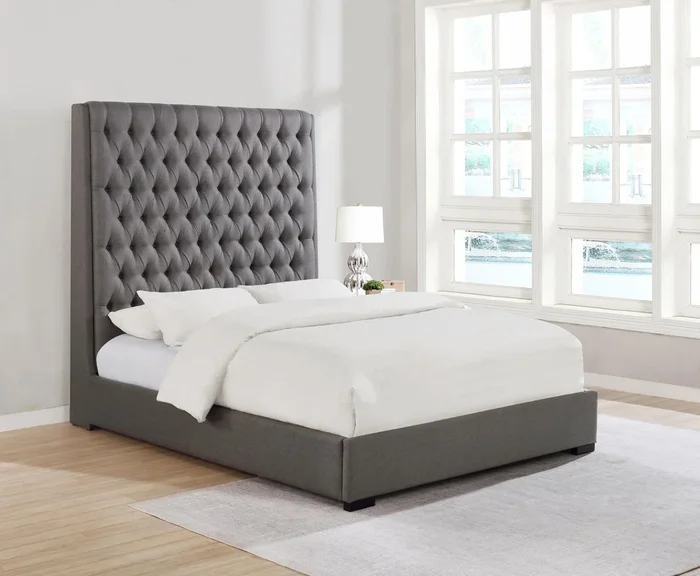 Camille Tall Tufted California King Bed Grey