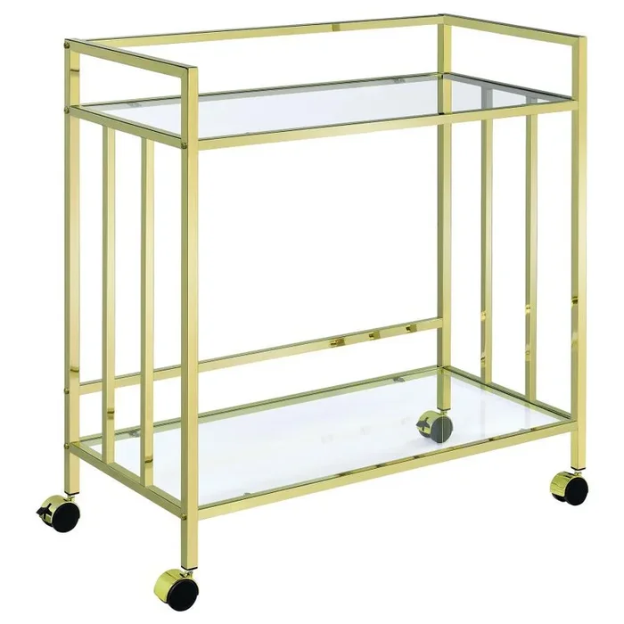 Cara – 2-tier Rectangular Glass Shelf Metal Bar Cart