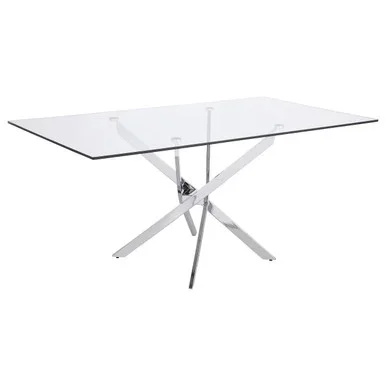Carmelo Rectangular 66-inch Glass Top Dining Table Chrome / CS-107931