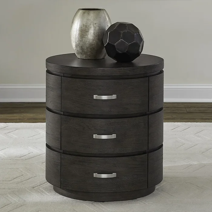 Cascade Falls – Round End Table – Satin Espresso