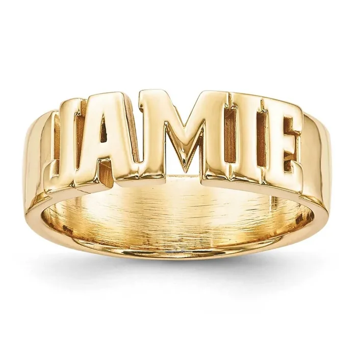 Casted High Polish Name Ring 14k Gold XNR54Y