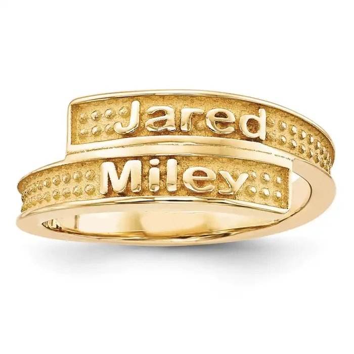 Casted High Polish with Sandblast background Ring 14k Gold XNR64Y