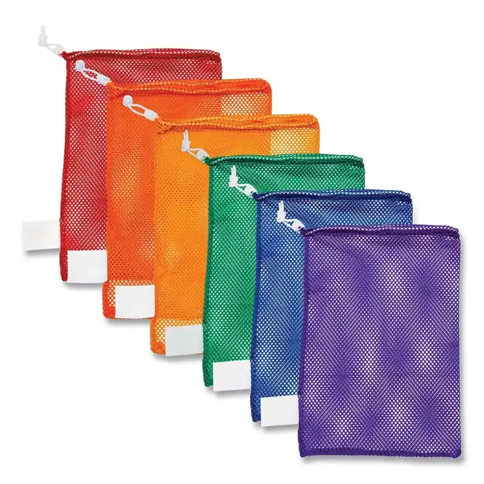 Champion Sports Heavy-Duty Mesh Bag, 12″ X 18″, Gold, Green, Orange, Purple, Royal Blue, Scarlet Red, 6/set