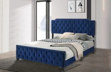 CHARLIZE Cal.King Bed, Navy / CM7414NV-CK