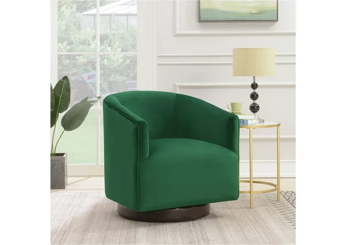 Charlotte Swivel Chair In Broadway Emerald