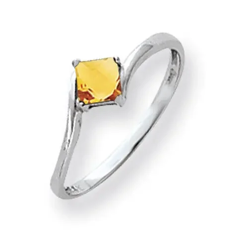 Citrine Ring 14k white Gold 4mm Princess Cut Y4785CI
