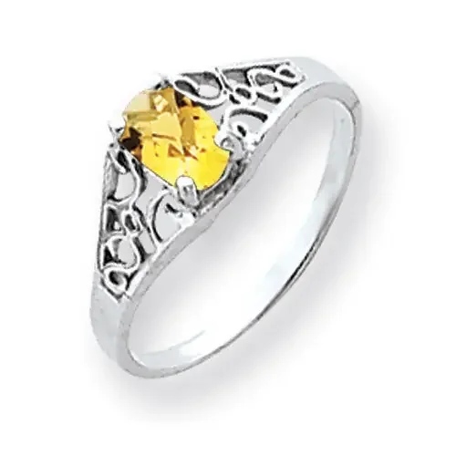Citrine Ring 14k white Gold 6x4mm Oval Y4676CI