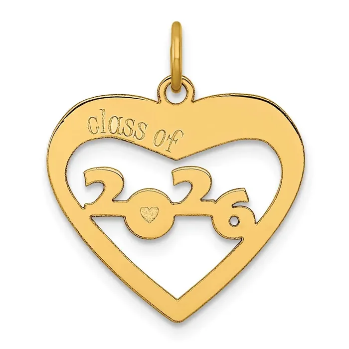 Class of 2026 Cut Out Heart Charm 14k Gold Polished YC1543-26