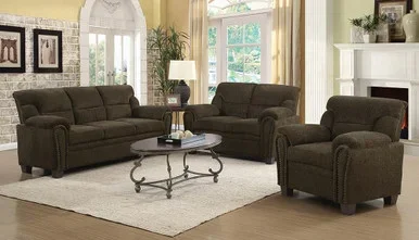 Clementine Upholstered Padded Arm Loveseat Brown / CS-506572