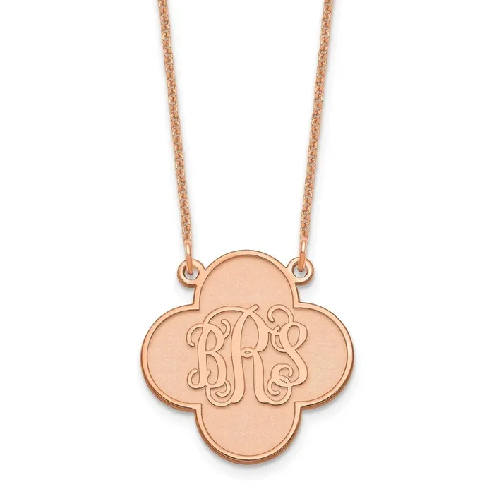 Clover Monogram Necklace 14k Rose Gold XNA601R