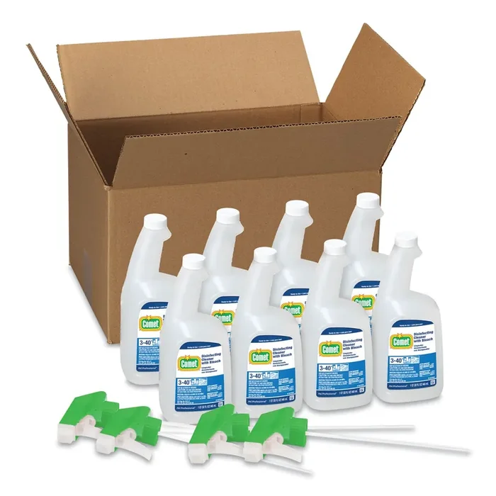 Comet® Disinfecting Cleaner With Bleach, 32 Oz, Plastic Spray Bottle, Fresh Scent, 8/carton