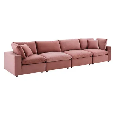 Commix Down Filled Overstuffed Performance Velvet 4-Seater Sofa / EEI-4819