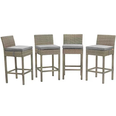 Conduit Outdoor Patio Wicker Rattan Bar Stool Set of 4 / EEI-3602