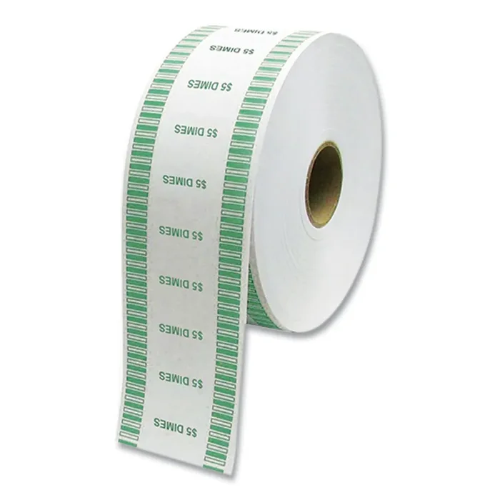 CONTROLTEK® Automatic Coin Wrapper Roll for Coin Wrapping Machines, Dimes, 5.00, Kraft/Green, 2,000/Roll, 8 Rolls/Carton
