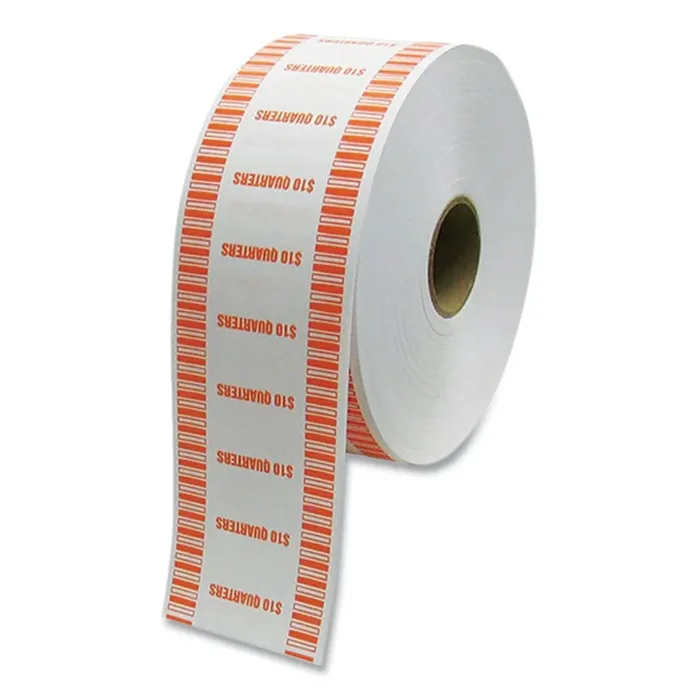 CONTROLTEK® Automatic Coin Wrapper Roll for Coin Wrapping Machines, Quarters, 10.00, Kraft/Orange, 2,000/Roll, 8 Rolls/Carton