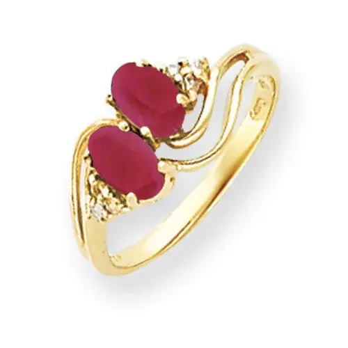 Created Ruby Diamond Ring 14k Gold 6x4mm Oval Y4617CR/A