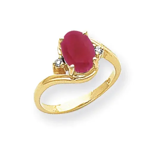 Created Ruby Diamond Ring 14k Gold 8x6mm Oval Y2245CR/A